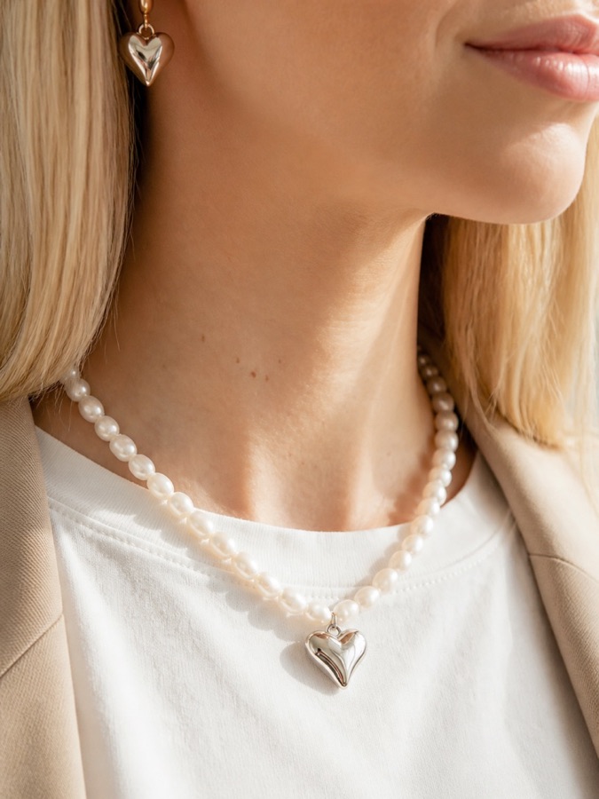 Жемчужное колье Silver Heart